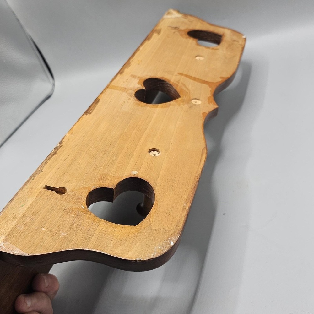 Vintage Cottagecore Wood Shelf Coat Rack Hearts Cutout 3 Pegs 22" Grandmacore - Picture 6 of 13